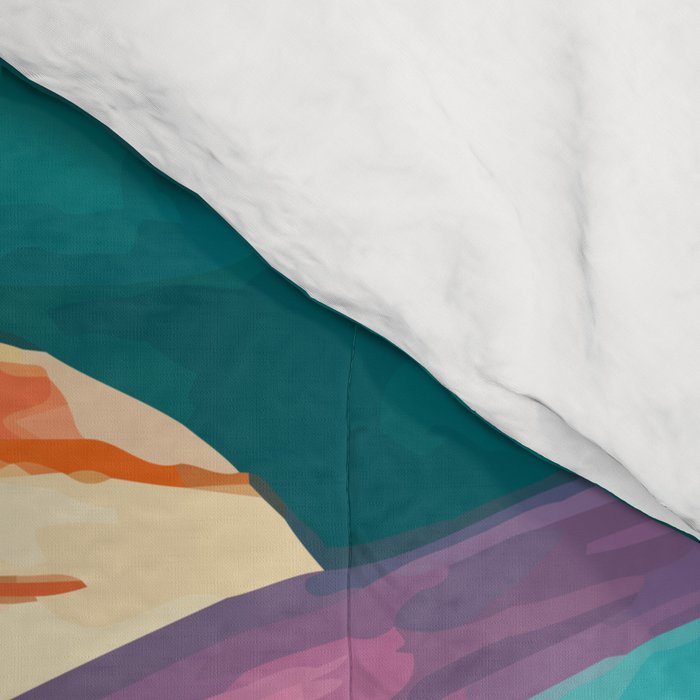 The Inner Space Landscape, Abstract Planets Painting Eclectic, Voyage Sun Moon Stars Voyage, Mountains Mars Bohemian Fantasy Comforter Gallery Image 4