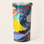 The Inner Space Landscape, Abstract Planets Painting Eclectic, Voyage Sun Moon Stars Voyage, Mountains Mars Bohemian Fantasy Travel Mug Gallery Image 2