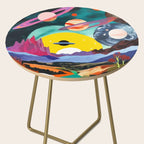 The Inner Space Landscape, Abstract Planets Painting Eclectic, Voyage Sun Moon Stars Voyage, Mountains Mars Bohemian Fantasy Side Table Gallery Image 2