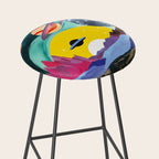 The Inner Space Landscape, Abstract Planets Painting Eclectic, Voyage Sun Moon Stars Voyage, Mountains Mars Bohemian Fantasy Stool Gallery Image 2