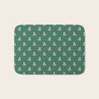Retro Pink Leaf Pattern - Green Background Bath Mat Gallery Image 1