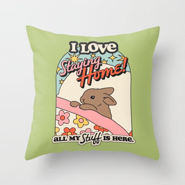 BUNNY STAYS HOME Throw Pillow Gallery Image 1