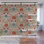 Victorian Botanicals - Carnations in Red and Green Wall Mural Gallery Image 1