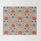 Victorian Botanicals - Carnations in Red and Green Throw Blanket Gallery Image 2