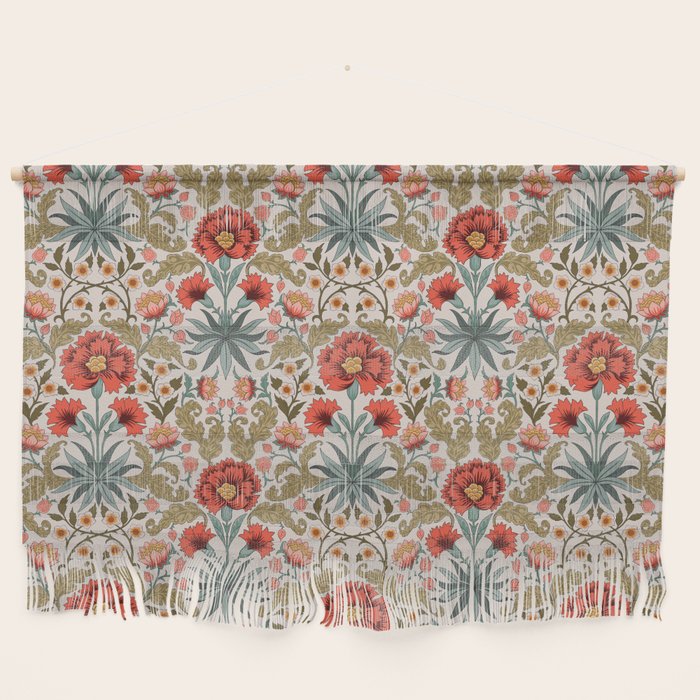Victorian Botanicals - Carnations in Red and Green Wall Hanging Gallery Image 1