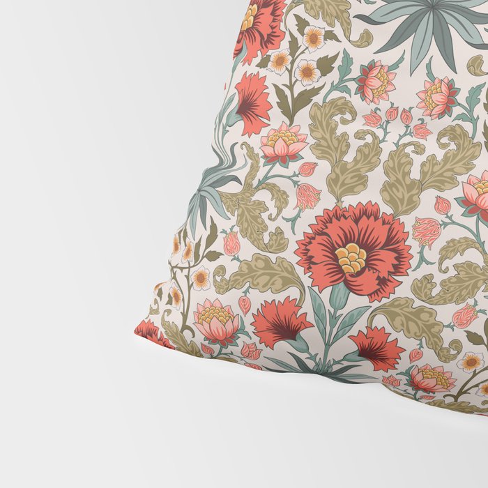 Victorian Botanicals - Carnations in Red and Green Pillow Sham Gallery Image 4