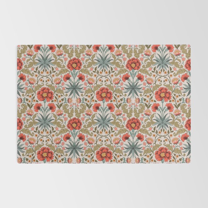 Victorian Botanicals - Carnations in Red and Green Rug Gallery Image 2