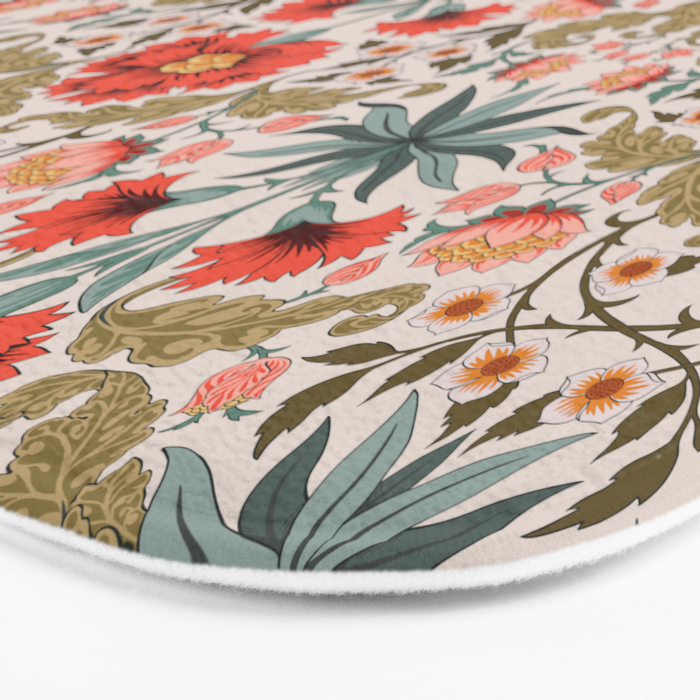 Victorian Botanicals - Carnations in Red and Green Bath Mat Gallery Image 3