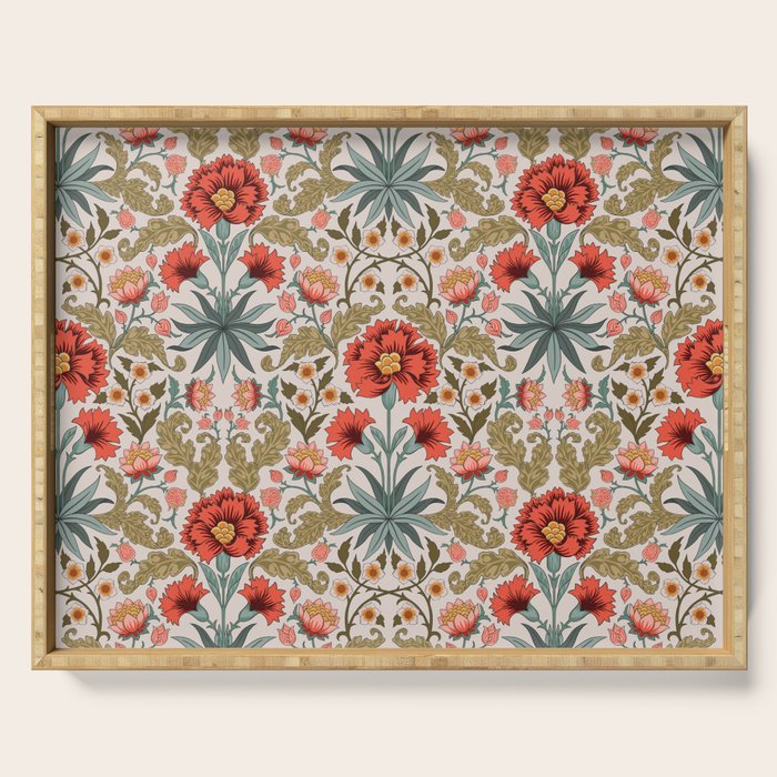 Victorian Botanicals - Carnations in Red and Green Serving Tray Gallery Image 1