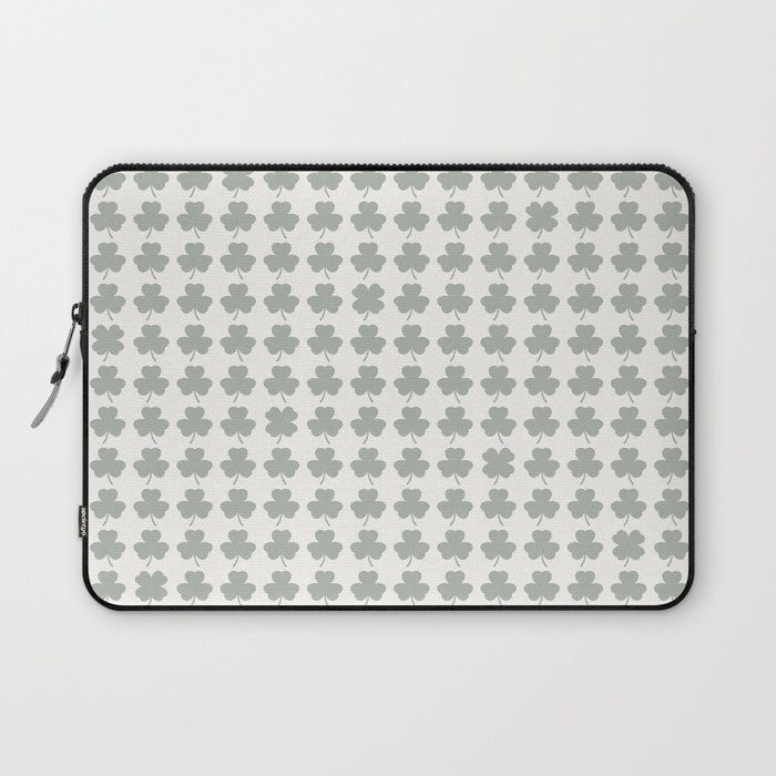 Clovers XXXIV Neutral Green Botanical Pattern Laptop Sleeve Gallery Image 1
