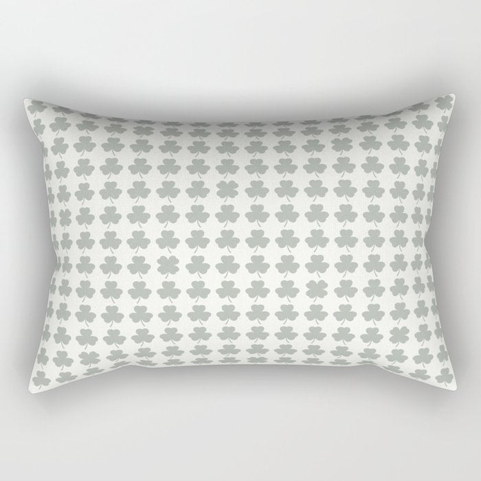 Clovers XXXIV Neutral Green Botanical Pattern Rectangular Pillow Gallery Image 2
