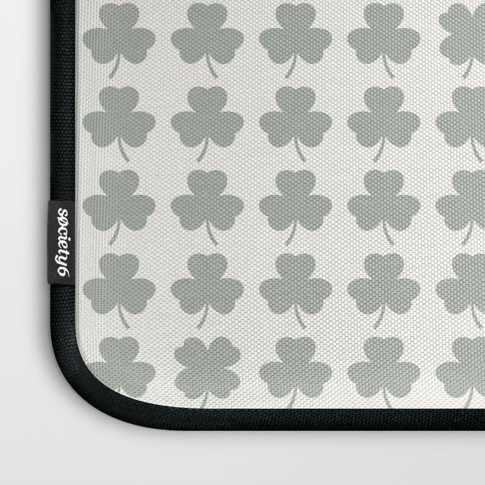 Clovers XXXIV Neutral Green Botanical Pattern Laptop Sleeve Gallery Image 3