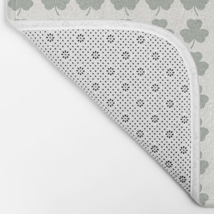 Clovers XXXIV Neutral Green Botanical Pattern Bath Mat Gallery Image 2