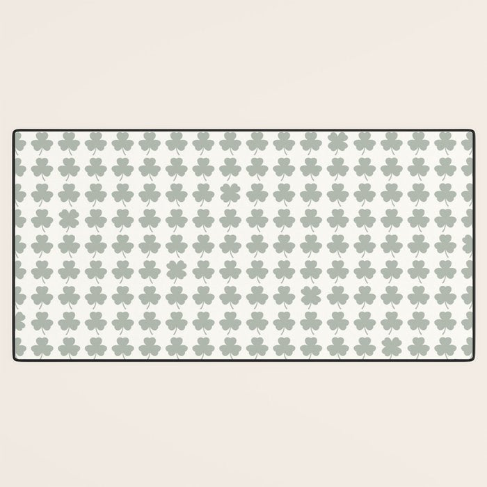 Clovers XXXIV Neutral Green Botanical Pattern Desk Mat Gallery Image 3