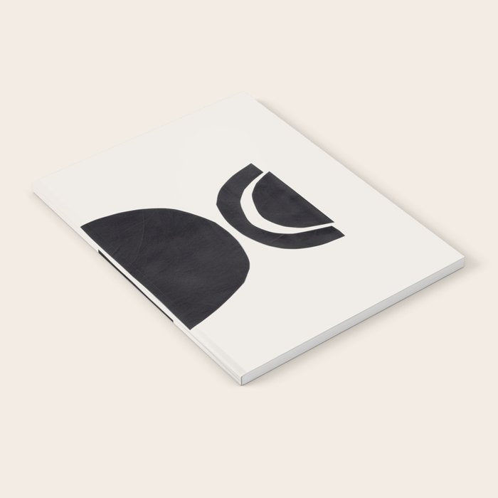 Black & White Minimalist Mid Century Paper collage Funky Black Ink Tribal Geometric by Ejaaz Haniff Notebook Gallery Image 1