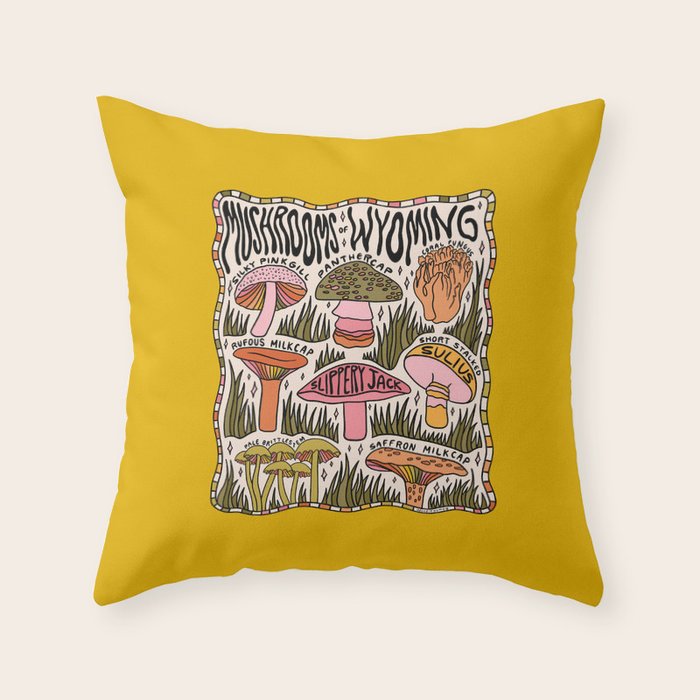 Mushrooms of Wyoming Throw Pillow Gallery Image 1