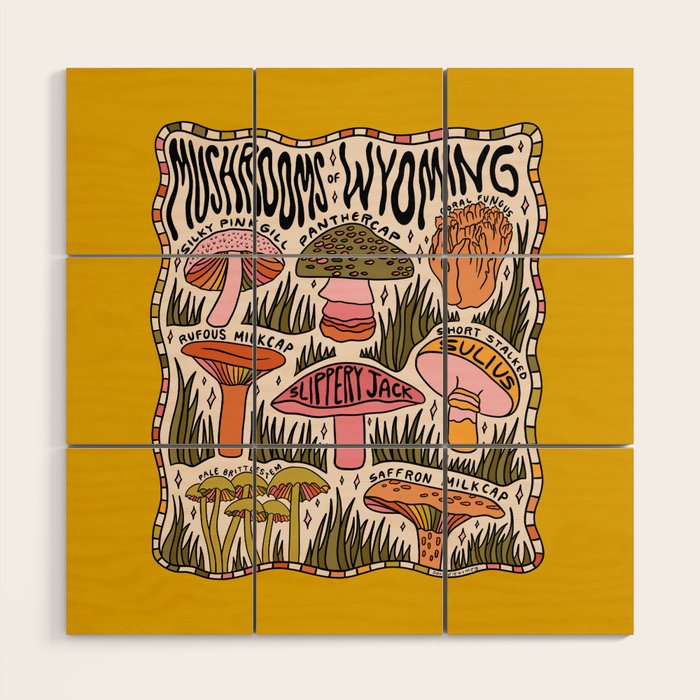 Mushrooms of Wyoming Wood Wall Art Gallery Image 1