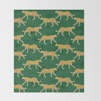 Tropical Animal Print Green Cheetah Illustration Throw Blanket Gallery Image 2