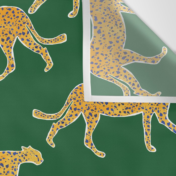 Tropical Animal Print Green Cheetah Illustration Wall Tapestry Gallery Image 3