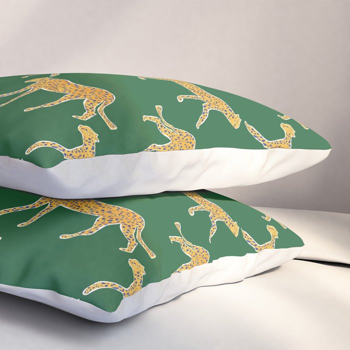 Tropical Animal Print Green Cheetah Illustration Pillow Sham Gallery Image 3