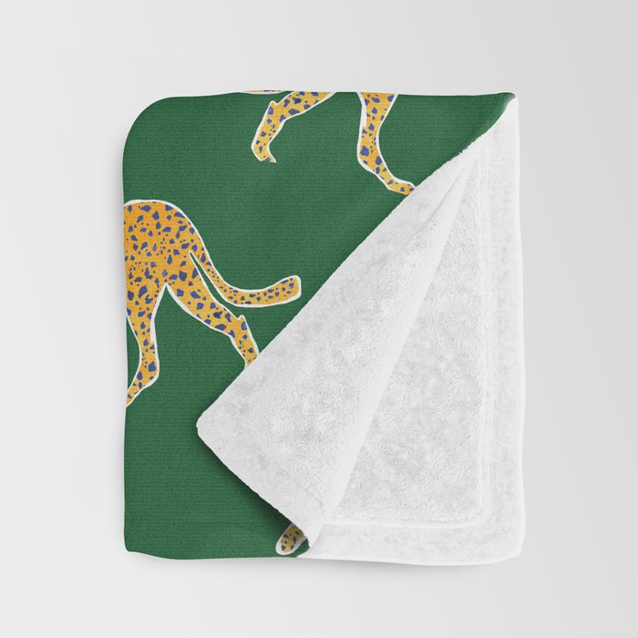 Tropical Animal Print Green Cheetah Illustration Throw Blanket Gallery Image 3