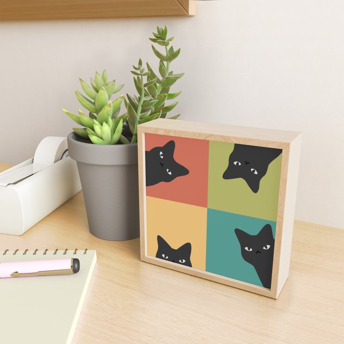 Black Cat Peeking 2x2 Mini Art Print Gallery Image 2