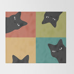 Black Cat Peeking 2x2 Throw Blanket Gallery Image 2