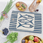 Modern Coastal Art Print - Sardines With Blue Stripes Cutting Board Gallery Image 2