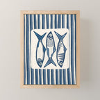 Modern Coastal Art Print - Sardines With Blue Stripes Mini Art Print Gallery Image 1
