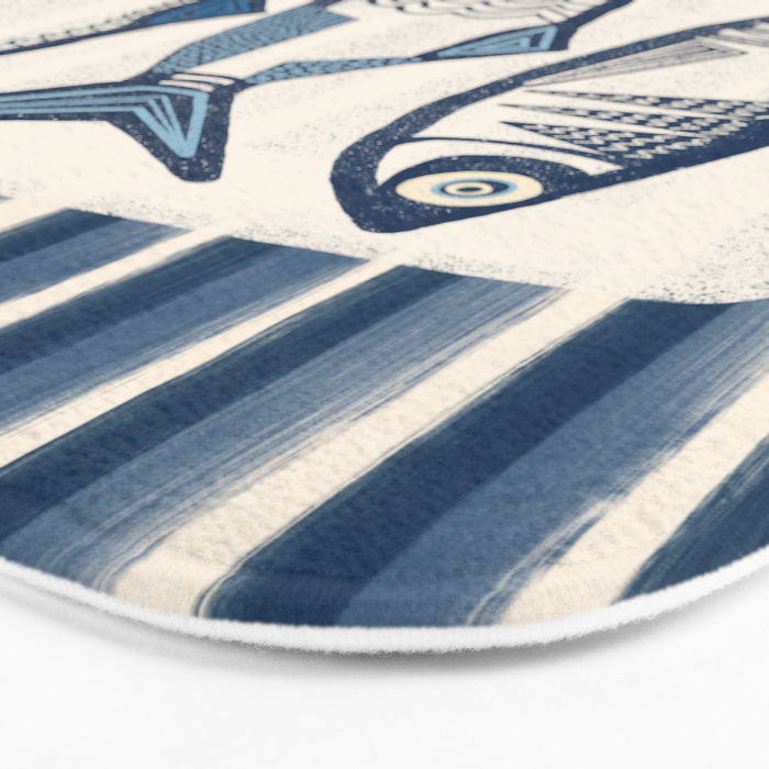 Modern Coastal Art Print - Sardines With Blue Stripes Bath Mat Gallery Image 3
