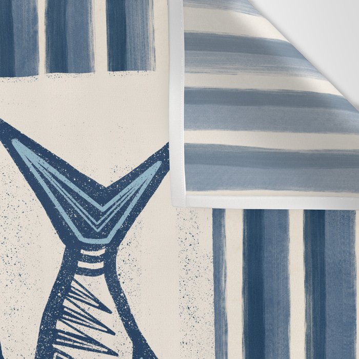 Modern Coastal Art Print - Sardines With Blue Stripes Wall Tapestry Gallery Image 3