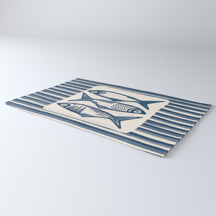 Modern Coastal Art Print - Sardines With Blue Stripes Rug Gallery Image 3