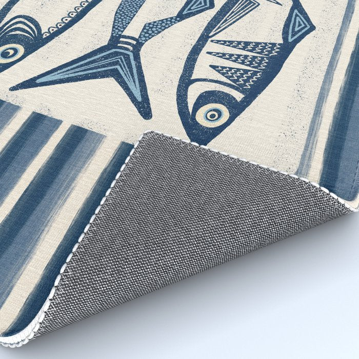 Modern Coastal Art Print - Sardines With Blue Stripes Rug Gallery Image 4