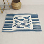 Modern Coastal Art Print - Sardines With Blue Stripes Rug Gallery Image 1