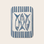 Modern Coastal Art Print - Sardines With Blue Stripes Bath Mat Gallery Image 1