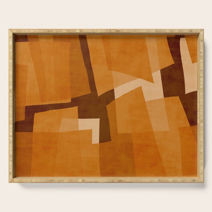 Burnt Orange Abstract Shapes Serving Tray Gallery Image 1
