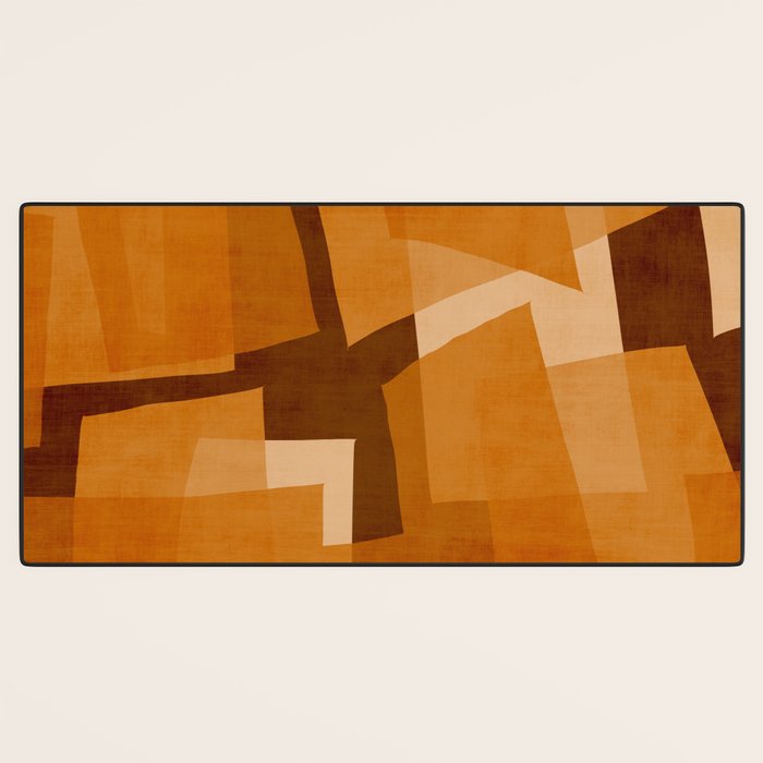 Burnt Orange Abstract Shapes Desk Mat Gallery Image 3