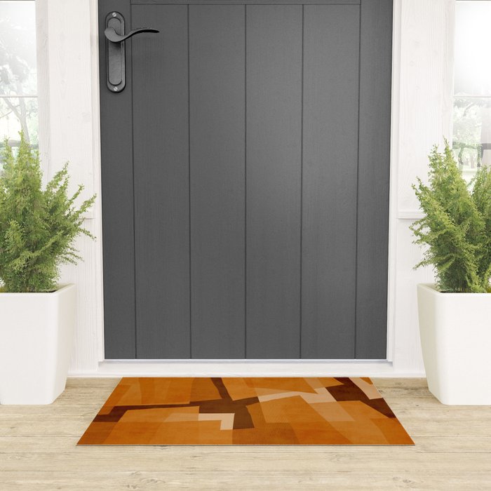 Burnt Orange Abstract Shapes Welcome Mat Gallery Image 3