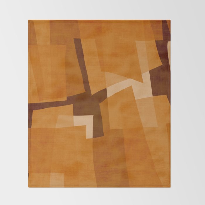 Burnt Orange Abstract Shapes Throw Blanket Gallery Image 2