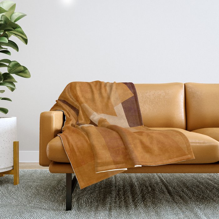 Burnt Orange Abstract Shapes Throw Blanket Gallery Image 1