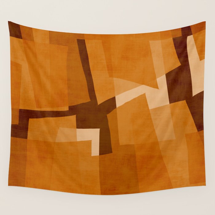 Burnt Orange Abstract Shapes Wall Tapestry Gallery Image 4
