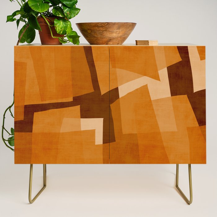 Burnt Orange Abstract Shapes Credenza Gallery Image 1