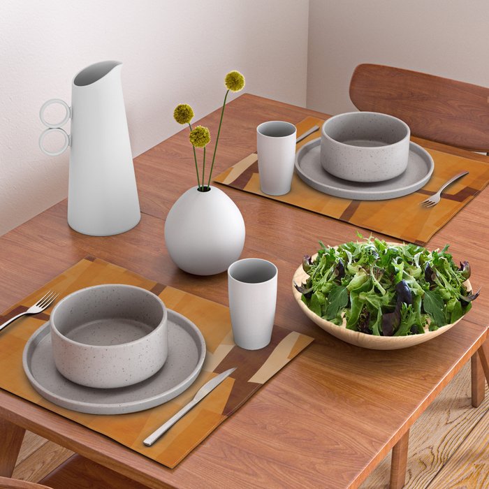 Burnt Orange Abstract Shapes Placemat Gallery Image 2