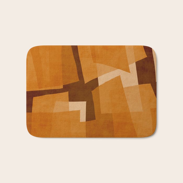 Burnt Orange Abstract Shapes Bath Mat Gallery Image 1