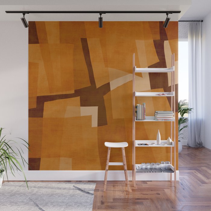 Burnt Orange Abstract Shapes Wall Mural Gallery Image 1