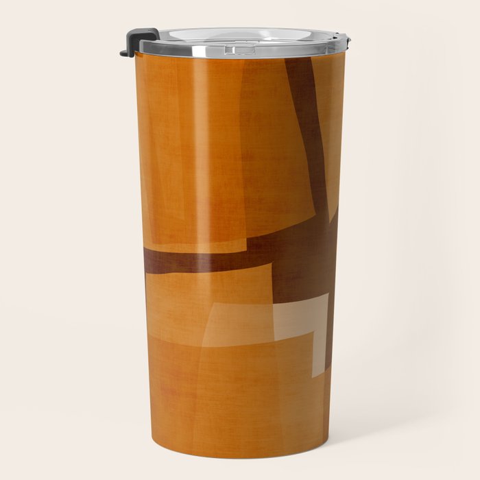 Burnt Orange Abstract Shapes Travel Mug Gallery Image 3