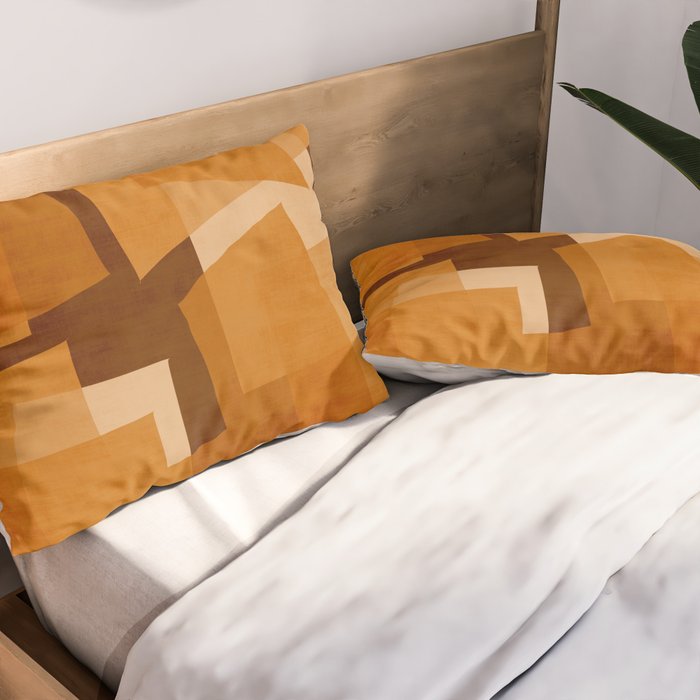 Burnt Orange Abstract Shapes Pillow Sham Gallery Image 2