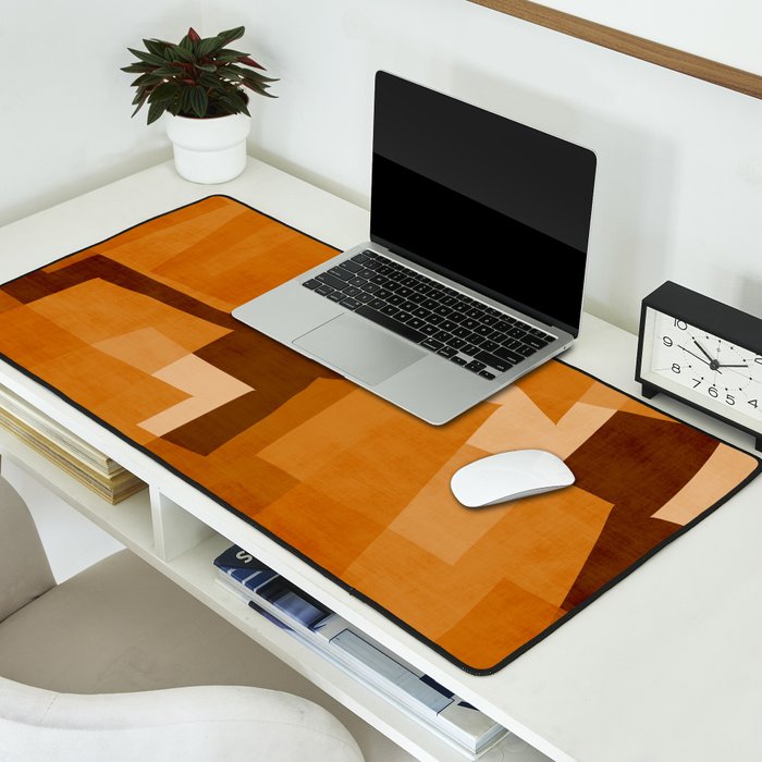 Burnt Orange Abstract Shapes Desk Mat Gallery Image 2