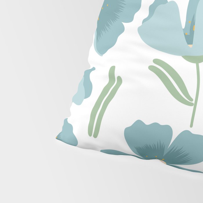 Harleigh Floral Art, Teal and White Pillow Sham Gallery Image 4