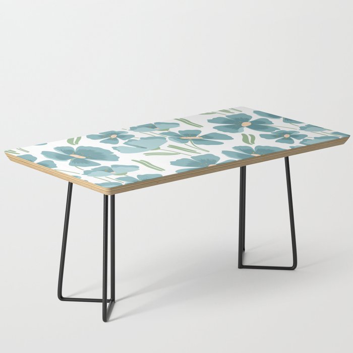 Harleigh Floral Art, Teal and White Coffee Table Gallery Image 1